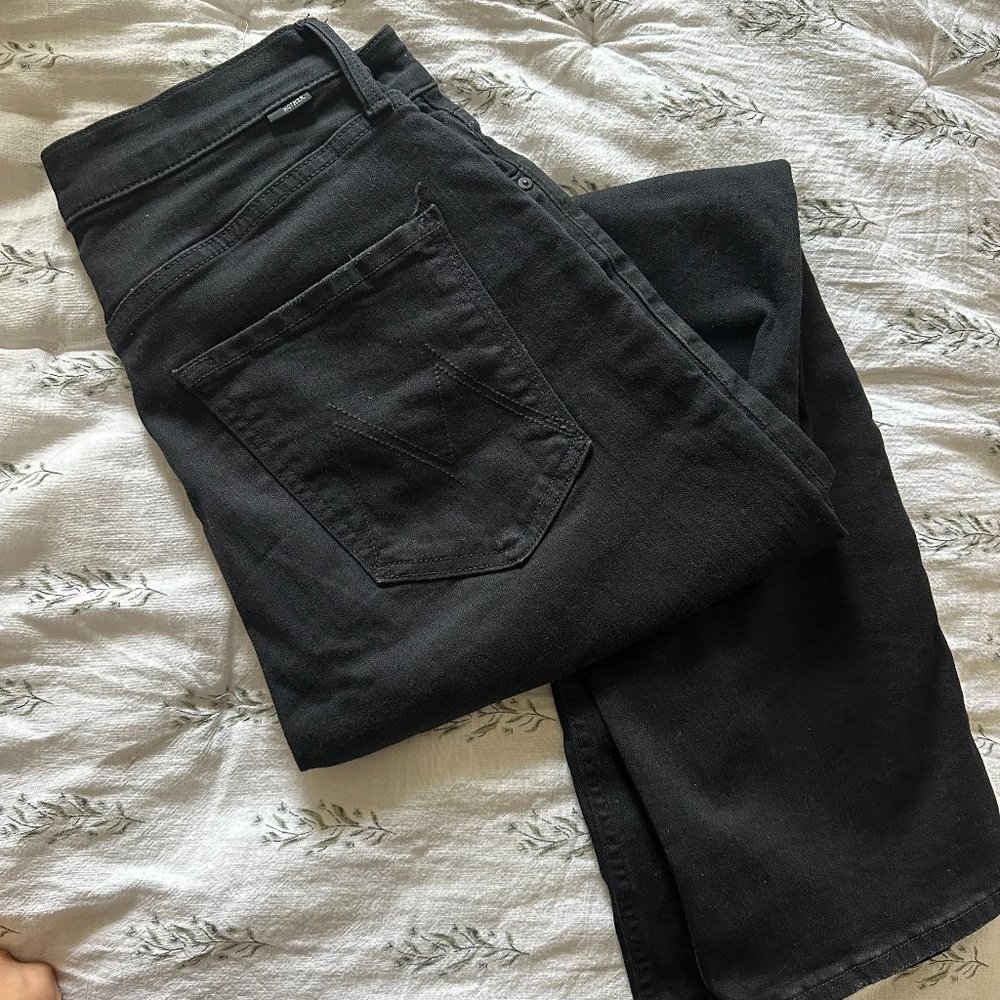 MOTHER: High Rise Straight Leg Black Denim